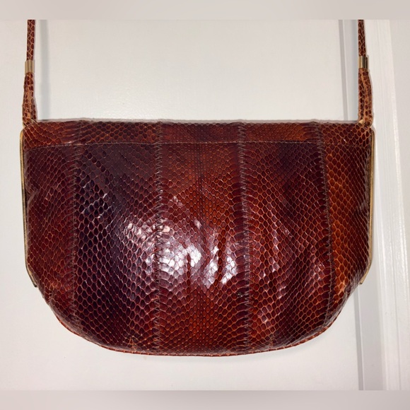 ALNI Spanish Artisan Python Shoulder Bag - Rare Gold Metal Frame Detail - Picture 8 of 15